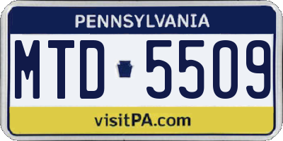 PA license plate MTD5509