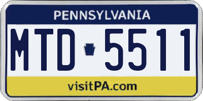 PA license plate MTD5511