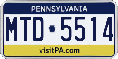 PA license plate MTD5514