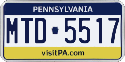 PA license plate MTD5517