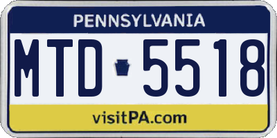 PA license plate MTD5518