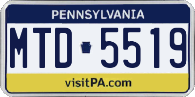 PA license plate MTD5519