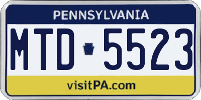 PA license plate MTD5523