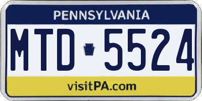 PA license plate MTD5524