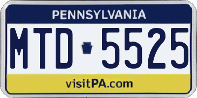PA license plate MTD5525