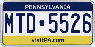 PA license plate MTD5526