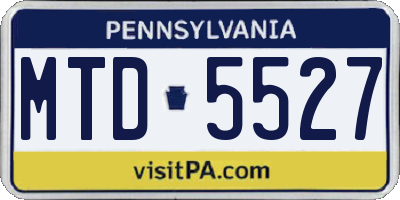PA license plate MTD5527