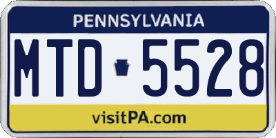 PA license plate MTD5528