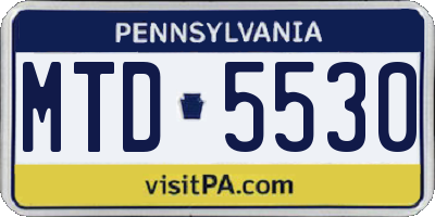 PA license plate MTD5530