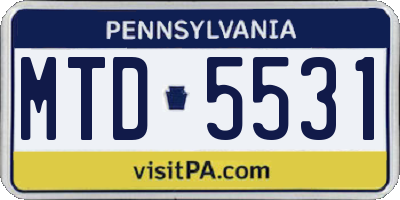 PA license plate MTD5531