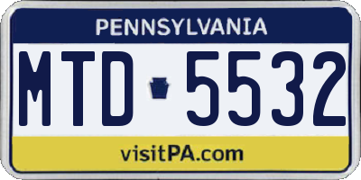 PA license plate MTD5532