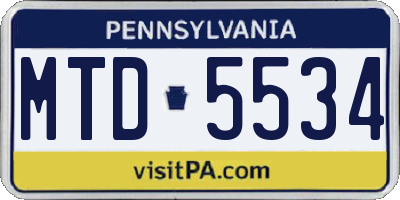 PA license plate MTD5534