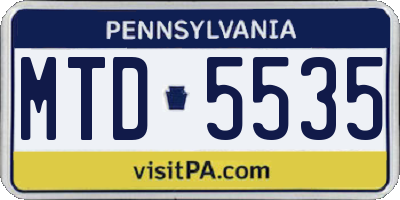 PA license plate MTD5535