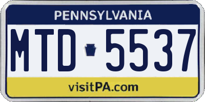 PA license plate MTD5537