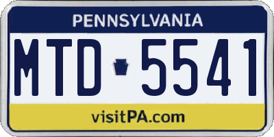 PA license plate MTD5541