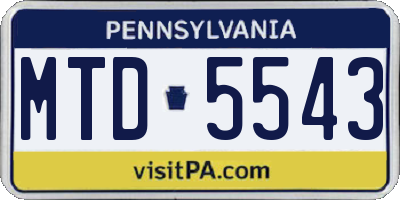 PA license plate MTD5543