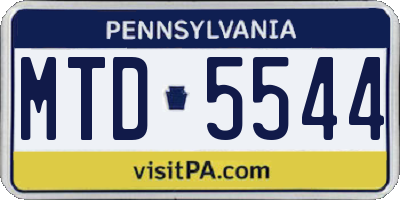 PA license plate MTD5544