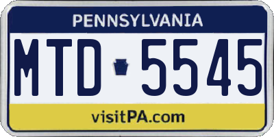 PA license plate MTD5545