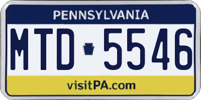 PA license plate MTD5546