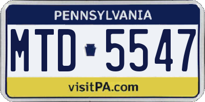 PA license plate MTD5547