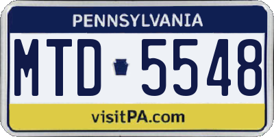 PA license plate MTD5548