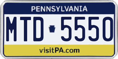 PA license plate MTD5550