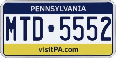 PA license plate MTD5552