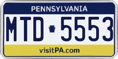 PA license plate MTD5553