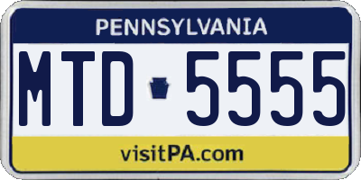 PA license plate MTD5555