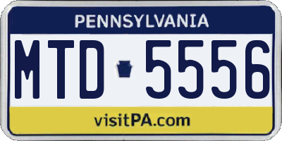 PA license plate MTD5556