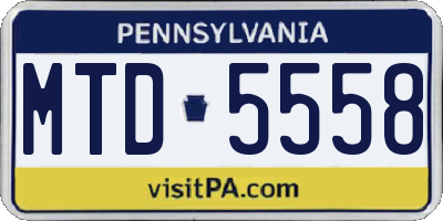 PA license plate MTD5558