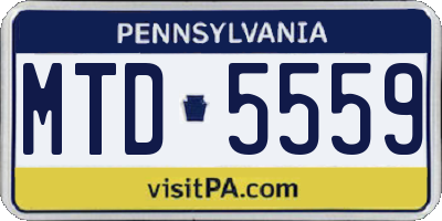 PA license plate MTD5559