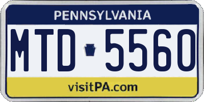 PA license plate MTD5560