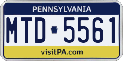 PA license plate MTD5561