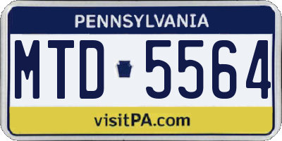 PA license plate MTD5564