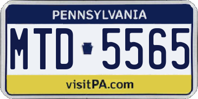 PA license plate MTD5565