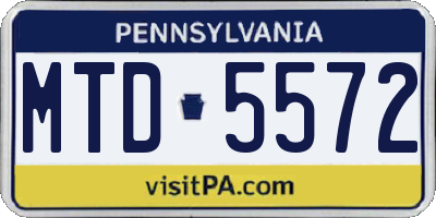 PA license plate MTD5572