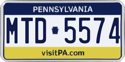 PA license plate MTD5574