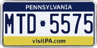 PA license plate MTD5575
