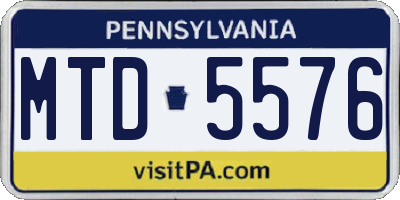 PA license plate MTD5576