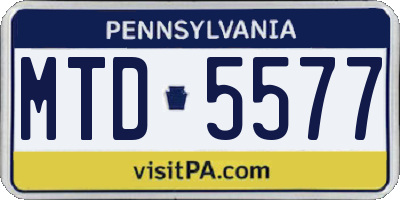 PA license plate MTD5577