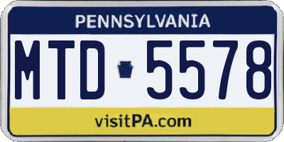 PA license plate MTD5578