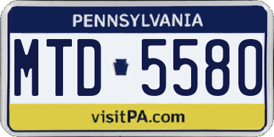 PA license plate MTD5580