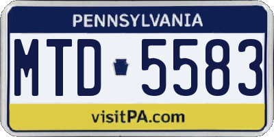 PA license plate MTD5583