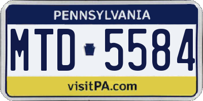 PA license plate MTD5584