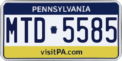 PA license plate MTD5585