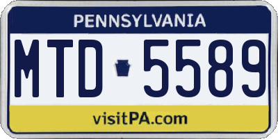 PA license plate MTD5589