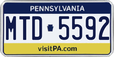 PA license plate MTD5592