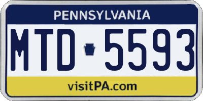 PA license plate MTD5593