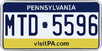 PA license plate MTD5596